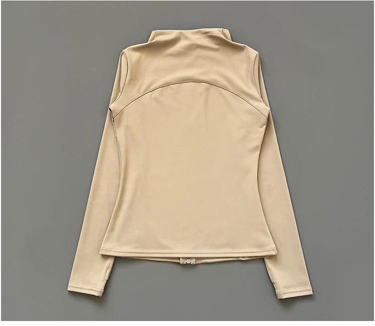 Women’s Quick-Dry Stand Collar Fitness Jacket – Slim Fit Zip-Up Yoga, Running, Cycling & Sports Top