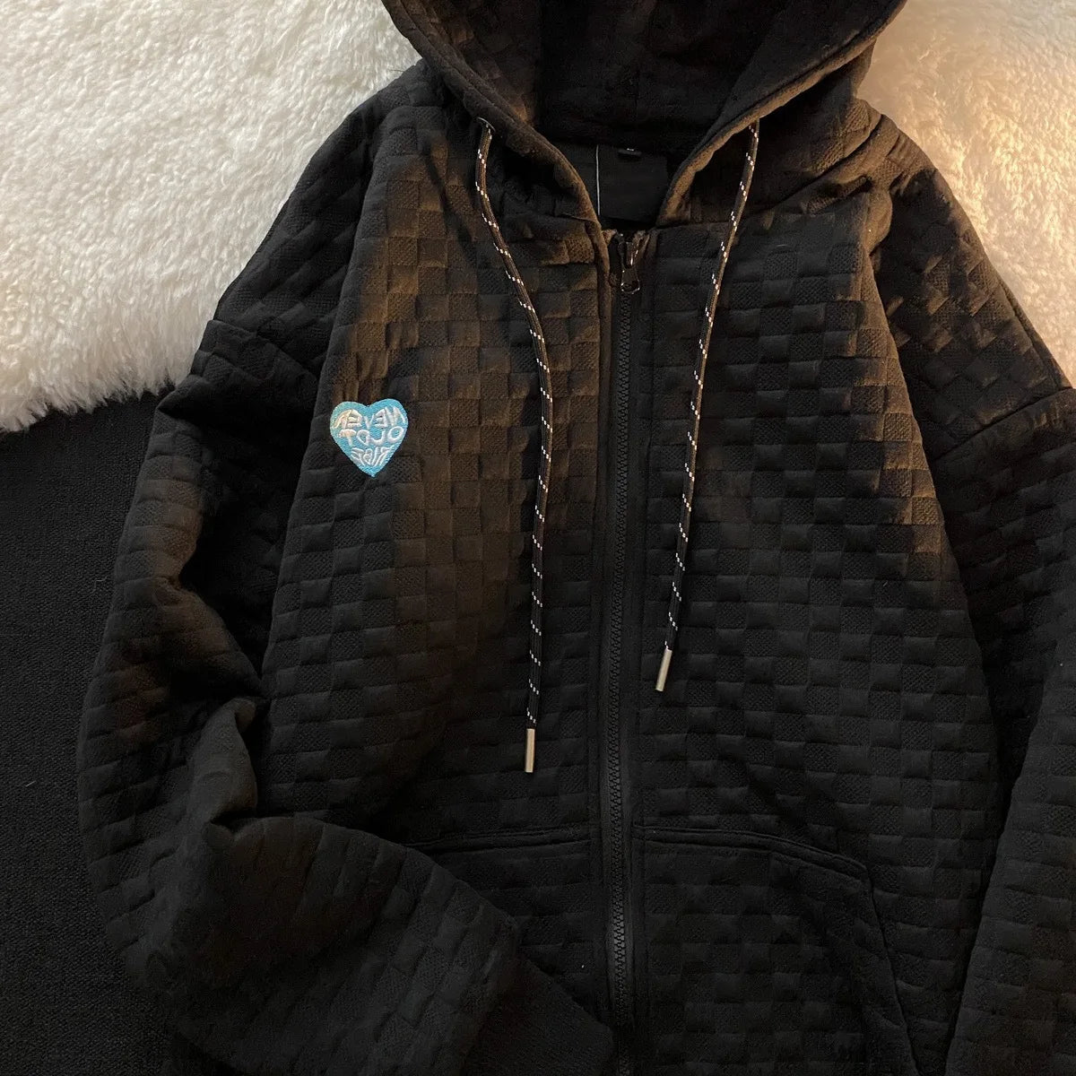 woman sweater autumn/winter hooded zipper cardigan solid color drawstring woman's coat