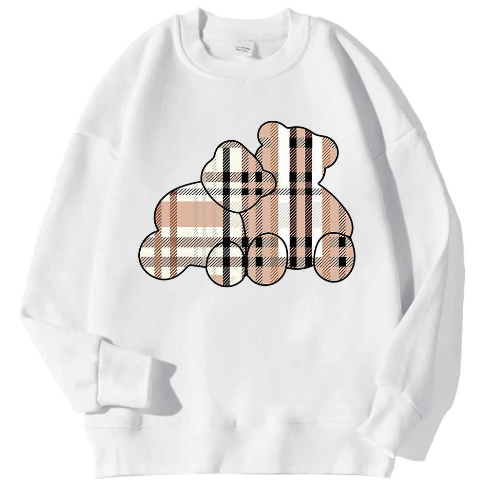 Women’s Teddy Bear Print Sweatshirt – Soft Fleece Pullover Crewneck, Loose Fit Casual Hoodie Top