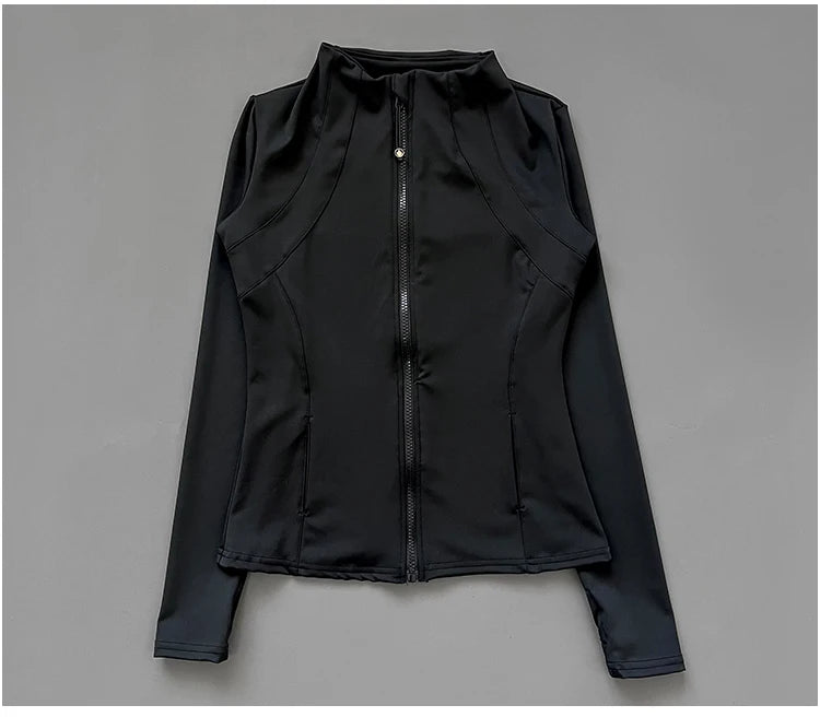Women’s Quick-Dry Stand Collar Fitness Jacket – Slim Fit Zip-Up Yoga, Running, Cycling & Sports Top