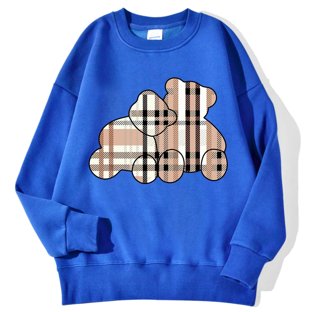 Women’s Teddy Bear Print Sweatshirt – Soft Fleece Pullover Crewneck, Loose Fit Casual Hoodie Top