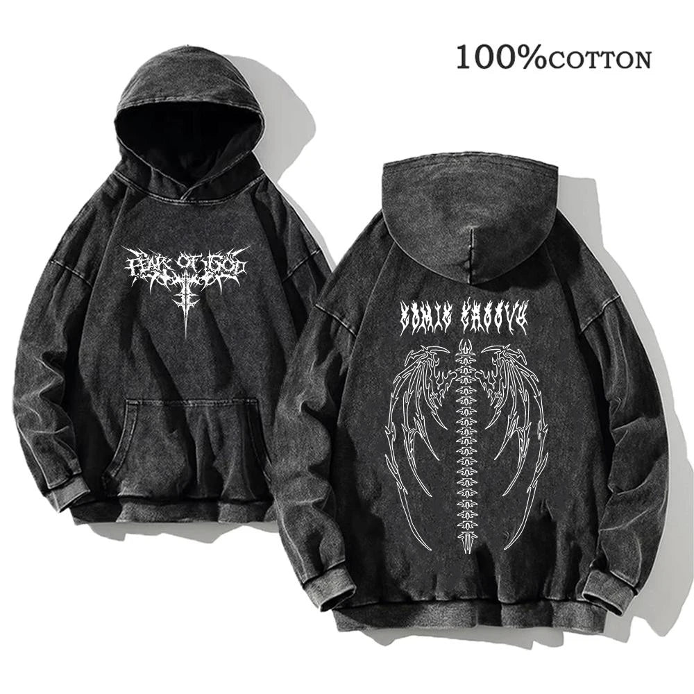 Y2k Print Hoodie Soft Slight Stretch Casual Long Sleeve Cotton Pullover Sweatshirt With Hood Regular Fit Machine Washable Unisex