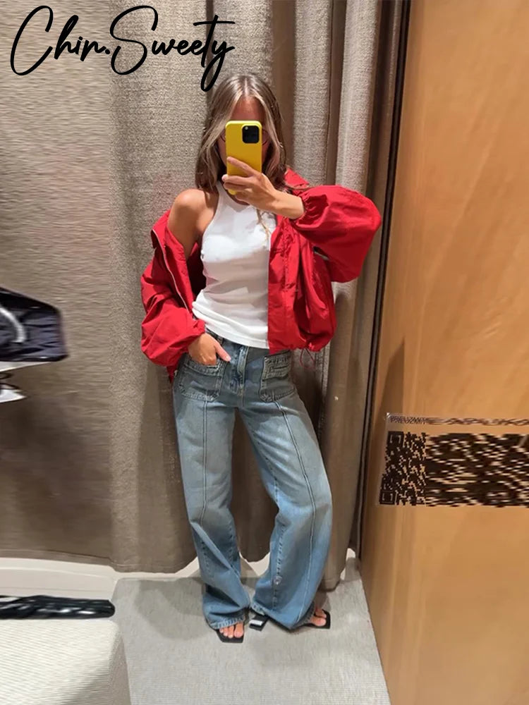 Women’s Casual Lightweight Jacket – Solid Color, Single Breasted, Zipper, Long Sleeve, Loose Fit Coat, Autumn 2025 Outwear