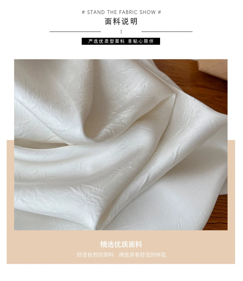 Spring Summer Satin Straight Trousers Fashion High Waist Acetic Acid Women's Pants Loose Casual Wide-leg Pants Women's