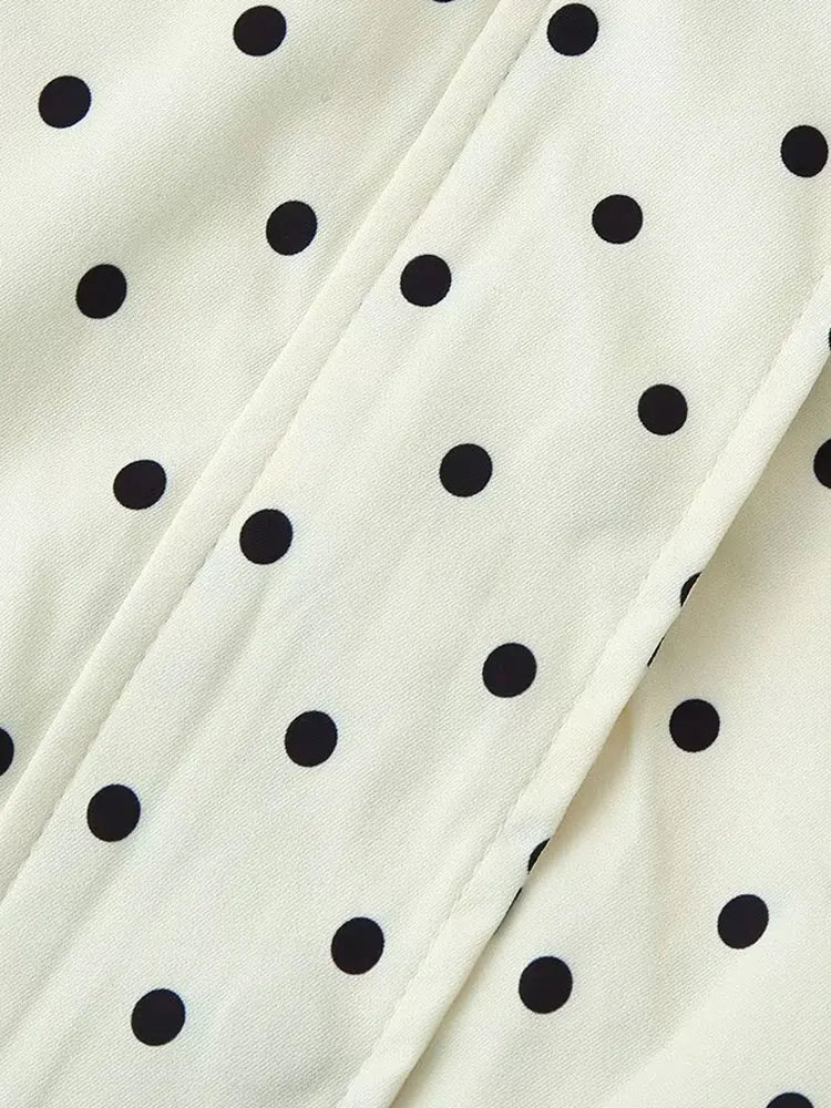 TFAFXY Women’s Vintage Casual Polka Dot Jacket – Autumn Streetwear Outwear