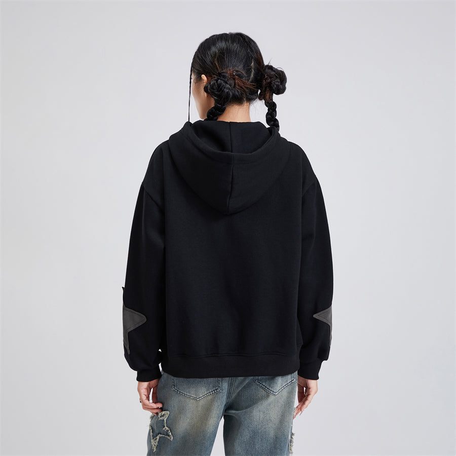 Vintage Star Print Women’s Zip-Up Hoodie – Harajuku Streetwear Outerwear