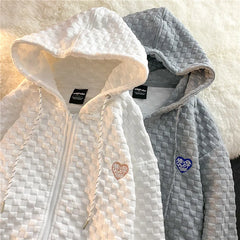 woman sweater autumn/winter hooded zipper cardigan solid color drawstring woman's coat