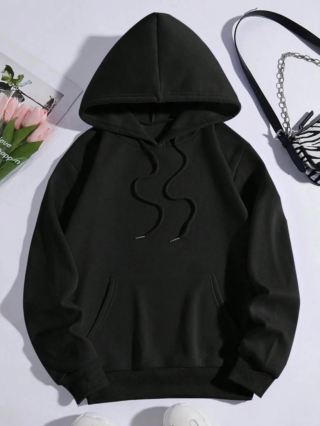 Purple Butterfly Print Hoodie – Women’s Fleece Pullover with Pocket | Casual Autumn Streetwear